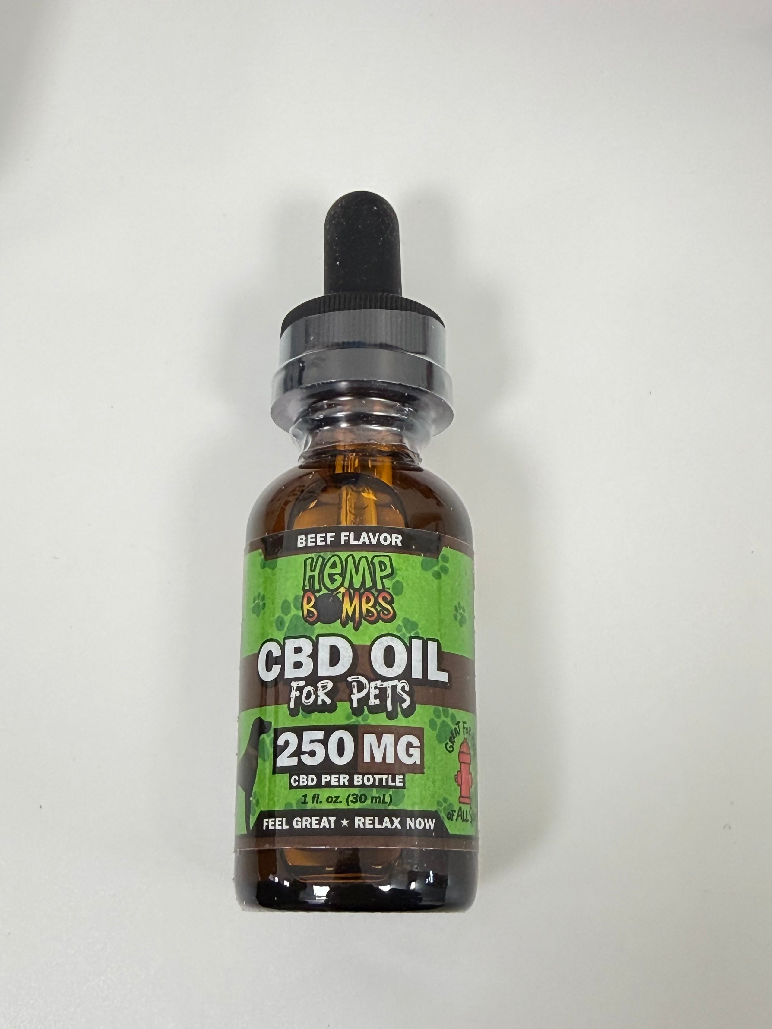 Hemp Bombs CBD Oil For Pets - Beef Flavor - 250MG Per Bottle - 1OZ