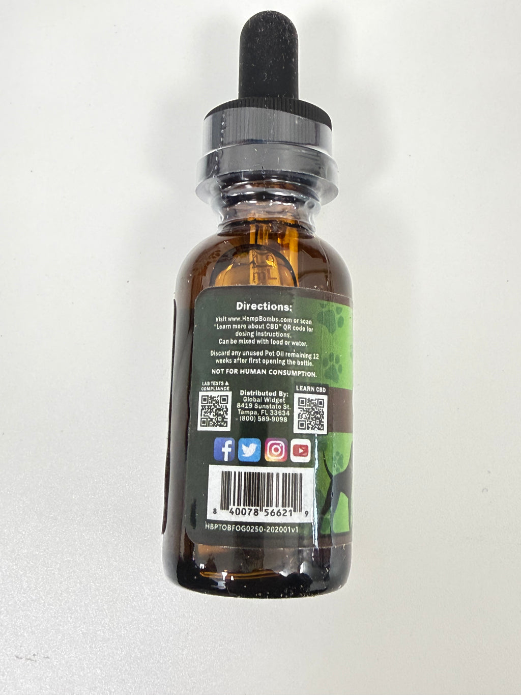 Hemp Bombs CBD Oil For Pets - Beef Flavor - 250MG Per Bottle - 1OZ
