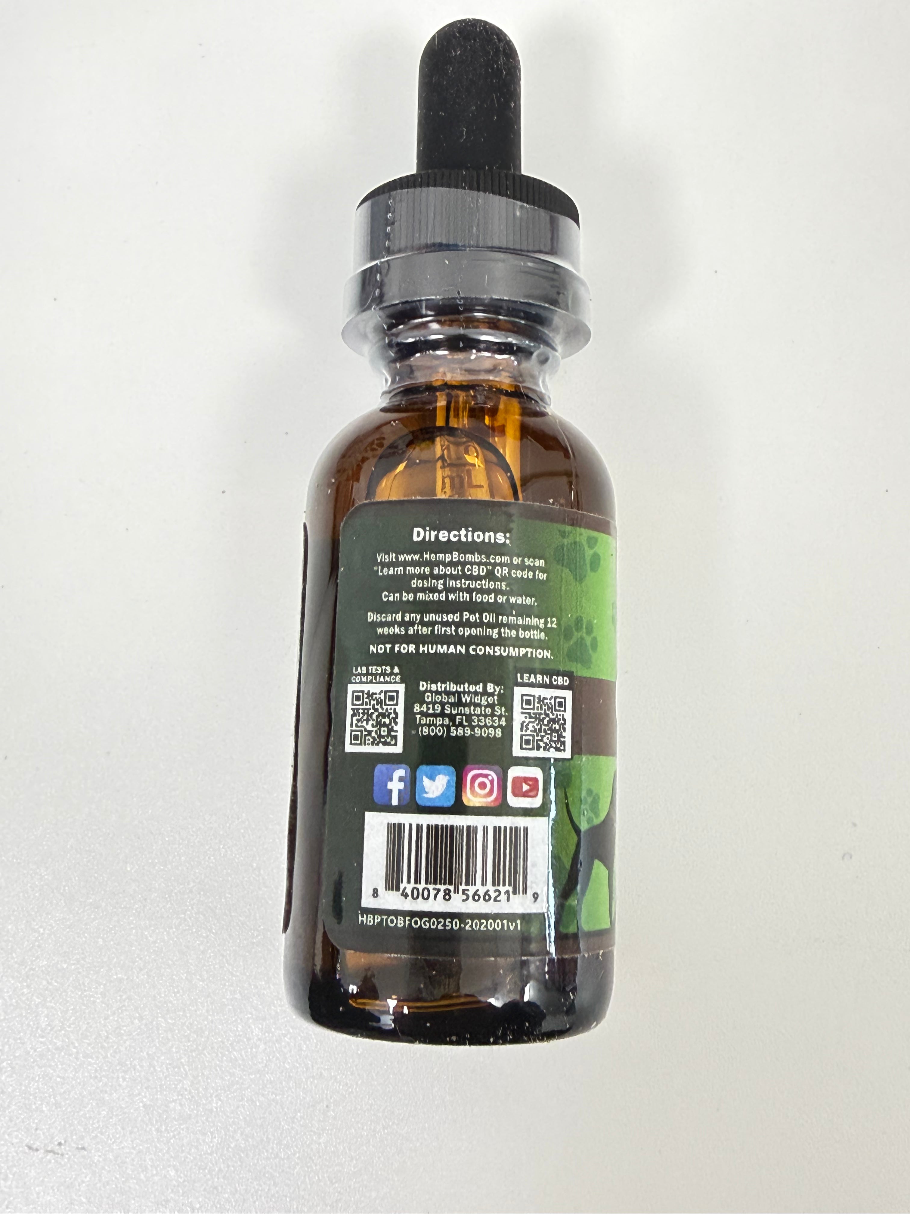 Hemp Bombs CBD Oil For Pets - Beef Flavor - 250MG Per Bottle - 1OZ