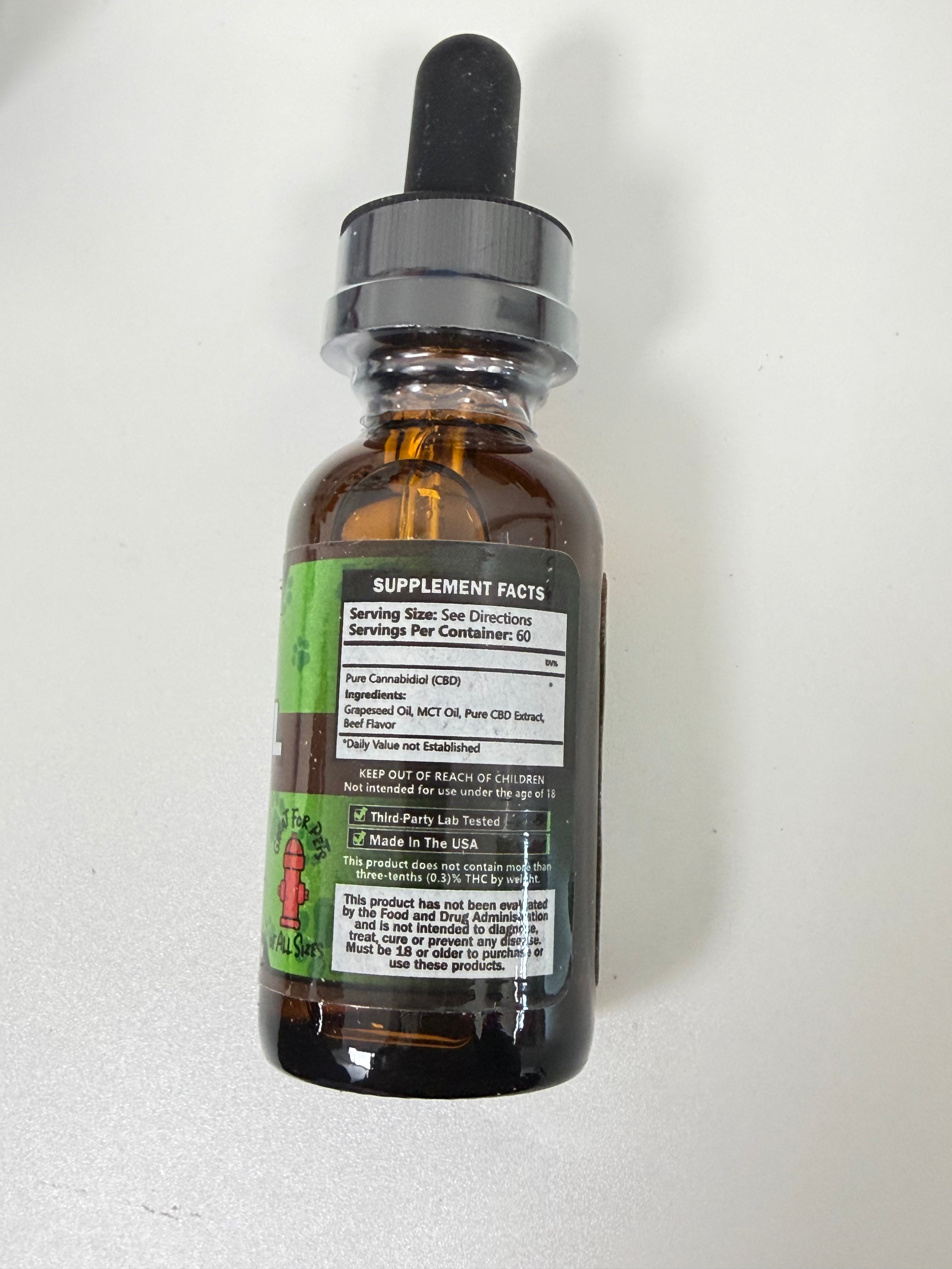 Hemp Bombs CBD Oil For Pets - Beef Flavor - 250MG Per Bottle - 1OZ