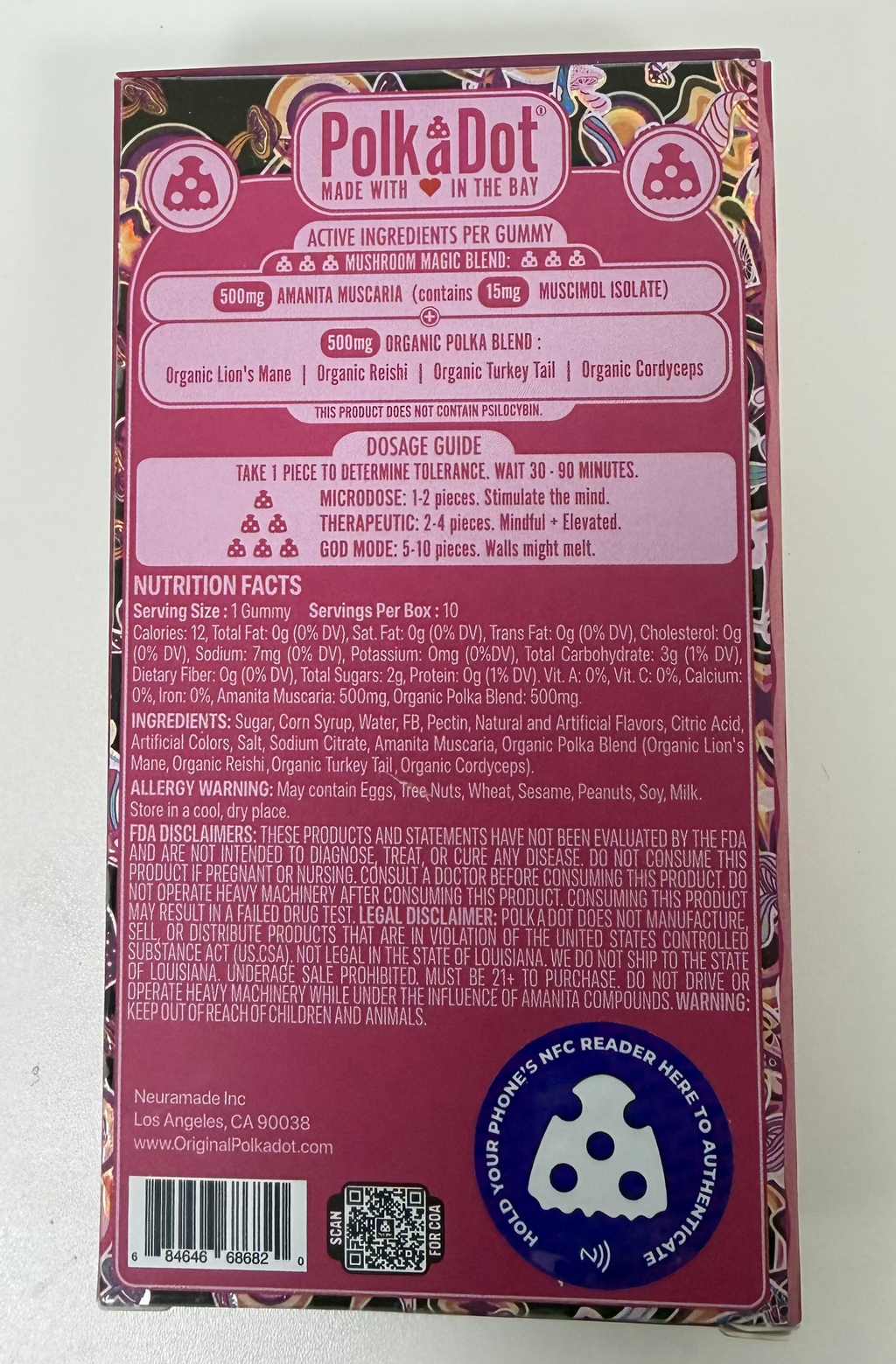 PolkaDot Mushroom Gummies - Lychee Sour Fizz - 10,000 MG - 1,000 MG Per Gummy