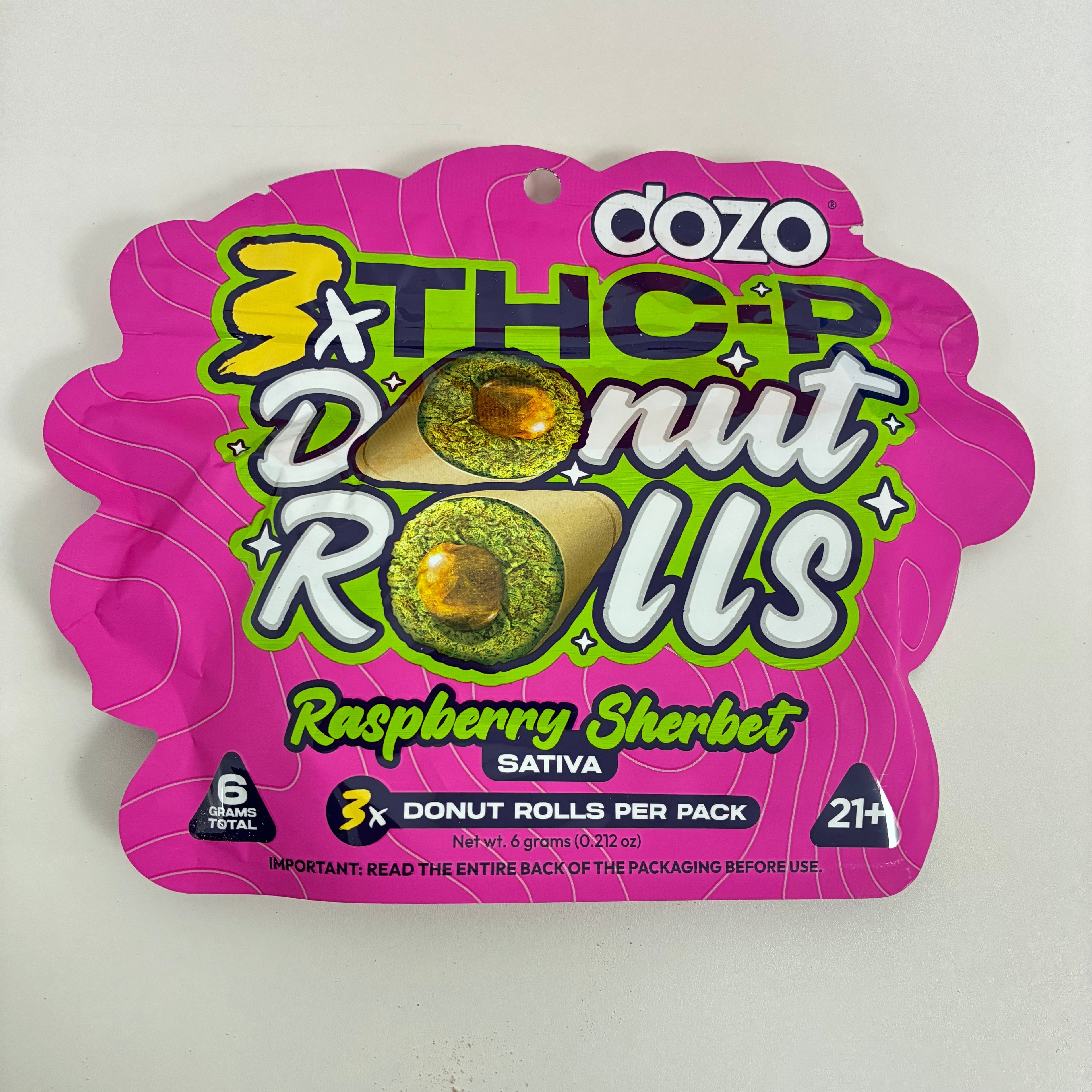 3x THC-P Donut Rolls - Raspberry Sherbet - Sativa 6 grams